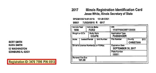 Registration ID and PIN number for Email Renewal Notice